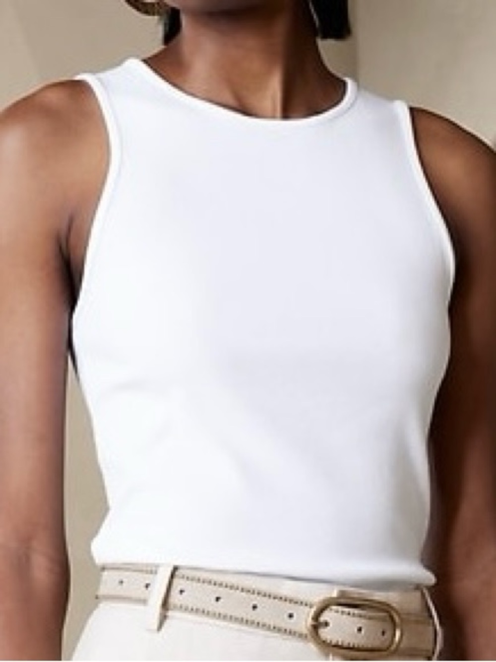 Banana Republic White Ribbed Cutaway Tank